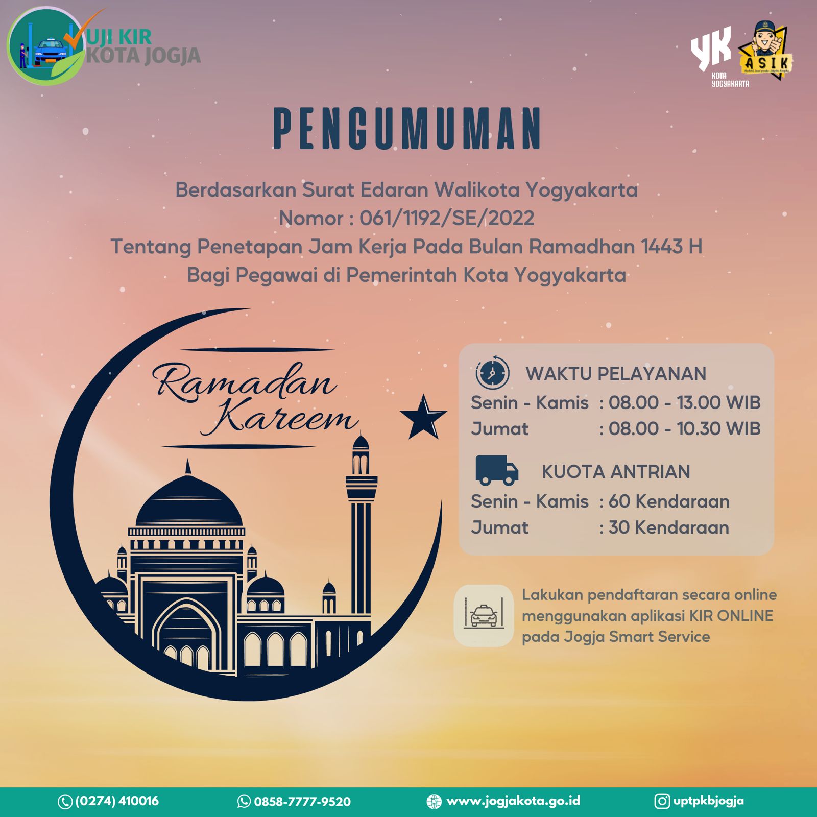 Jam Pelayanan Uji KIR Selama Ramadan 2022
